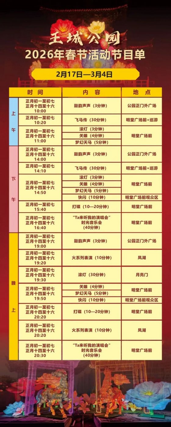 2026洛阳王城公园春节灯会节目单