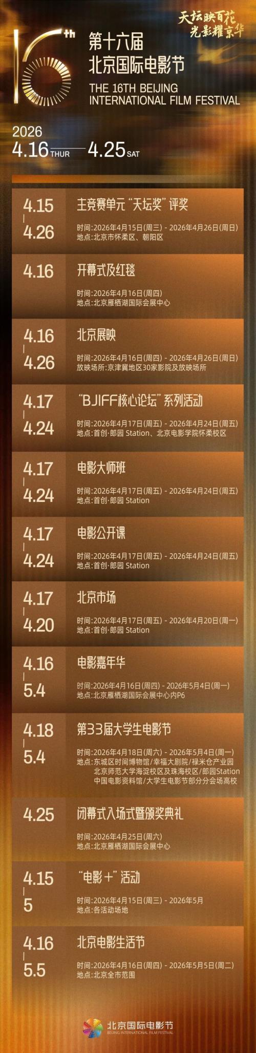 2026第16届北京国际电影节活动时间安排